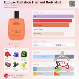 Exquise Tentation Hair and Body Mist L'Atelier Parfum