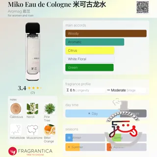 Miko Eau de Cologne 米可古龙水 Aromag 岩兰