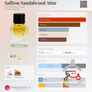 Saffron Sandalwood Attar Persephenie Studio