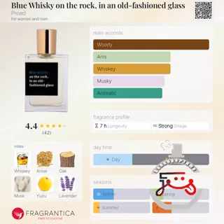 Blue Whisky on the rock, in an old-fashioned glass Proad